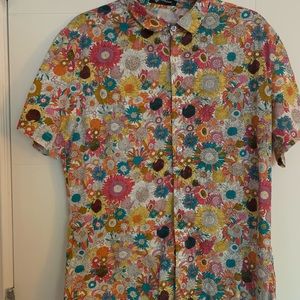 Flowery Short Sleeve Button Up